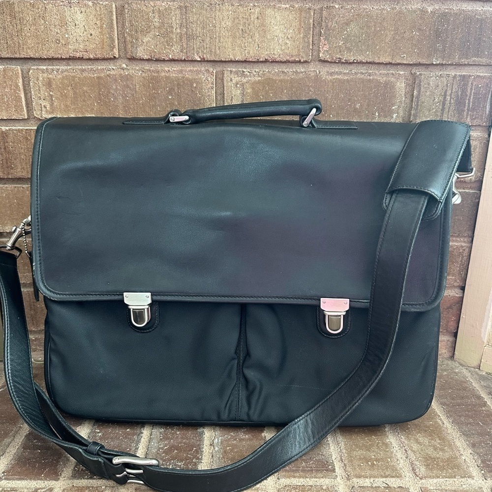 VINTAGE Coach Black Nylon & Leather Briefcase/Laptop Bag 51113